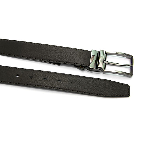 Двусторонний черный-коричневый  кожаный ремень Z-351180