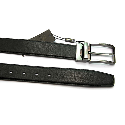 Двусторонний черный-коричневый  кожаный ремень Z-351180