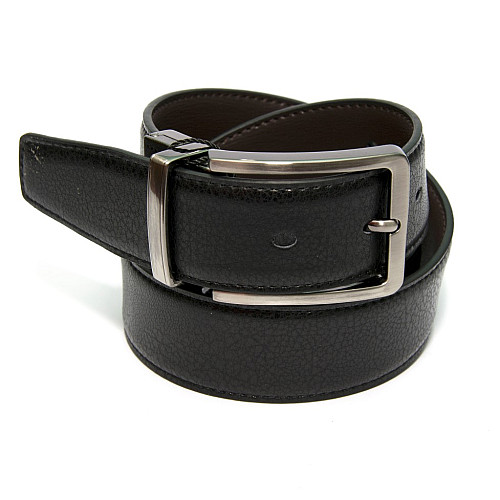 Двусторонний черный-коричневый  кожаный ремень Z-351180