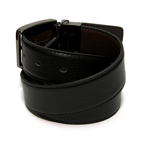 Двусторонний черный-коричневый  кожаный ремень Z-351180