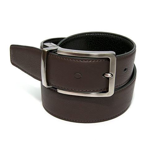 Двусторонний черный-коричневый  кожаный ремень Z-351180