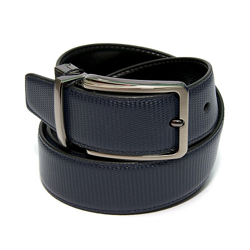 Двосторонній чорний-синій шкіряний ремінь Z-351204