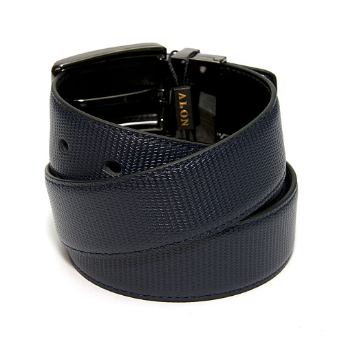 Двосторонній чорний-синій шкіряний ремінь Z-351204