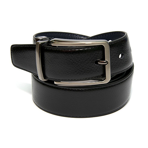 Двосторонній чорний-синій шкіряний ремінь Z-351204
