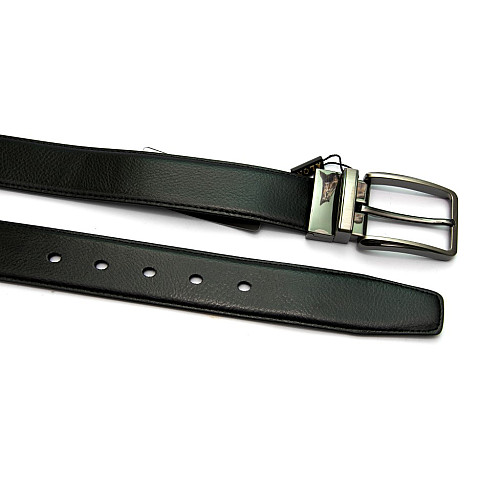 Двосторонній чорний-синій шкіряний ремінь Z-351204