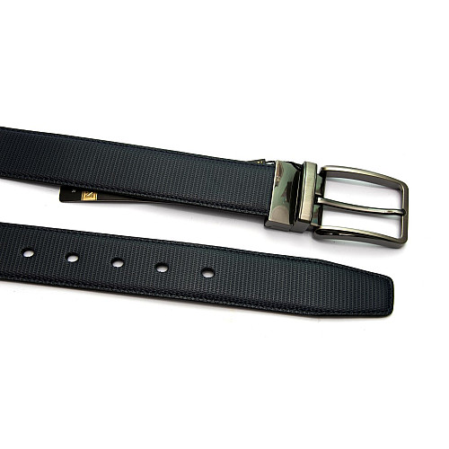 Двосторонній чорний-синій шкіряний ремінь Z-351204