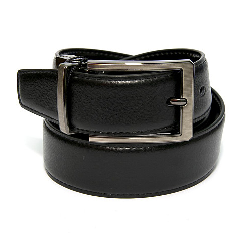 Двосторонній чорний шкіряний ремінь Z-350770