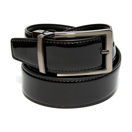 Двосторонній чорний шкіряний ремінь Z-350770