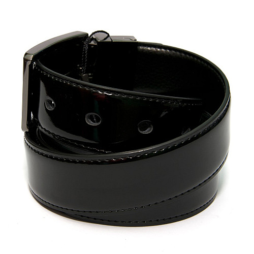 Двосторонній чорний шкіряний ремінь Z-350770