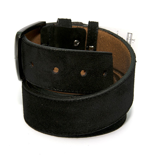 Замшевий широкий ремінь чорного кольору RGB-4191