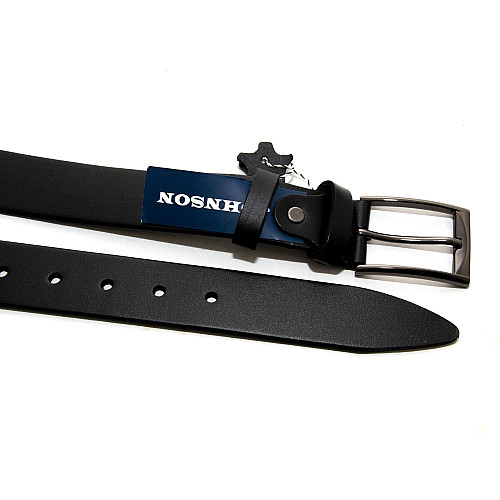 Шкіряний чорний чоловічий ремінь класичний 3,5 см RGB-4206