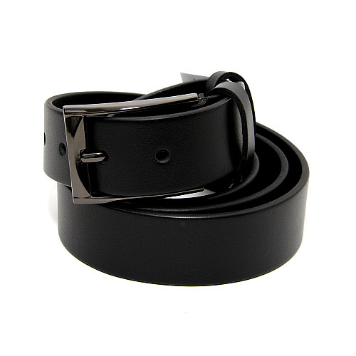 Шкіряний чорний чоловічий ремінь класичний 3,5 см RGB-4206