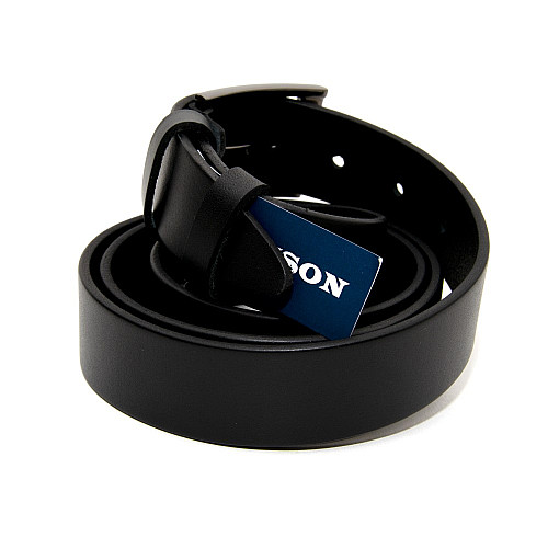 Шкіряний чорний чоловічий ремінь класичний 3,5 см RGB-4206