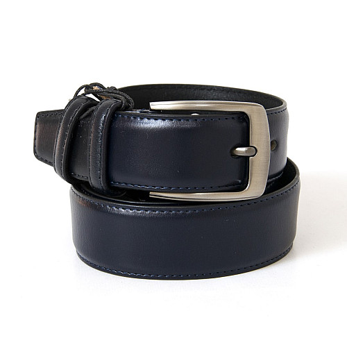 Шкіряний ремінь темно-синій класичний 3,5 см RGB-4201