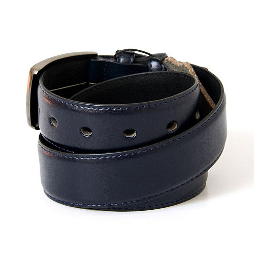 Шкіряний ремінь темно-синій класичний 3,5 см RGB-4201