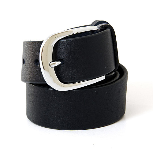 Шкіряний темно-синій чоловічий ремінь під джинси з круглою пряжкою RGNA-5078