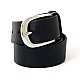 Шкіряний темно-синій чоловічий ремінь під джинси з круглою пряжкою RGNA-5078