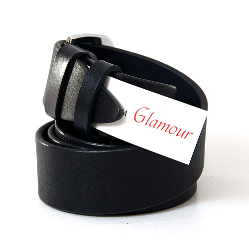 Шкіряний темно-синій чоловічий ремінь під джинси з круглою пряжкою RGNA-5078