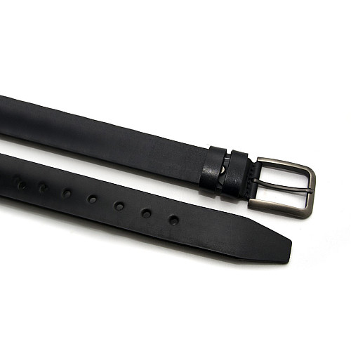 Кожаный черный мужской ремень ручной работы под джинсы RGNA-5080