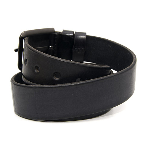 Кожаный черный мужской ремень ручной работы под джинсы RGNA-5080