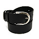 Кожаный ремень под джинсы черный мужской с круглой пряжкой RGNA-5084