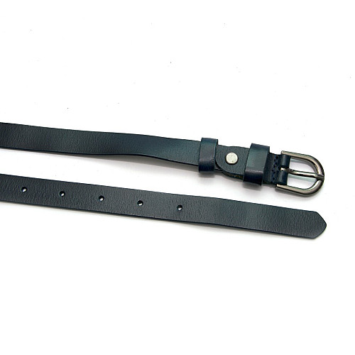 Узкий женский кожаный ремень синего цвета RGND-7167