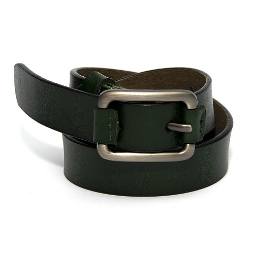 Шкіряний вузький жіночий темно-зелений ремінь RGND-7172