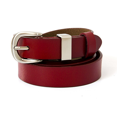 Темно-червоний жіночий шкіряний вузький ремінь 2,5 см RGND-7174