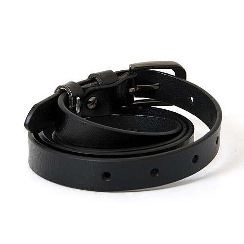 Черный женский кожаный узкий ремень 2 см RGND-7175