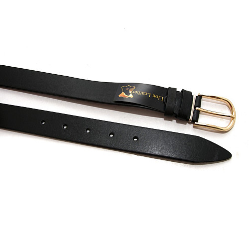 Кожаный женский черный ремень 3 см с золотистой пряжкой RGND-7181