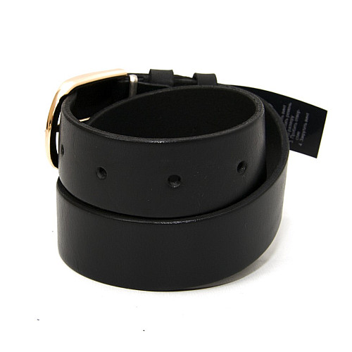 Кожаный женский черный ремень 3 см с золотистой пряжкой RGND-7181