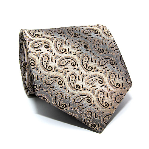 Галстук Milimetric серо-бежевая пейсли-турецкий огурец ML-20-06