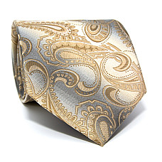 Галстук Milimetric серо-бежевый пейсли-турецкий огурец ML-20-15