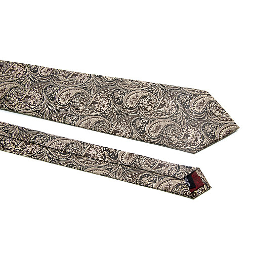 Галстук Milimetric коричнево-золотистый с узором пейсли. ML-20-17
