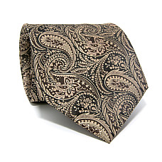Галстук Milimetric коричнево-золотистый с узором пейсли. ML-20-17