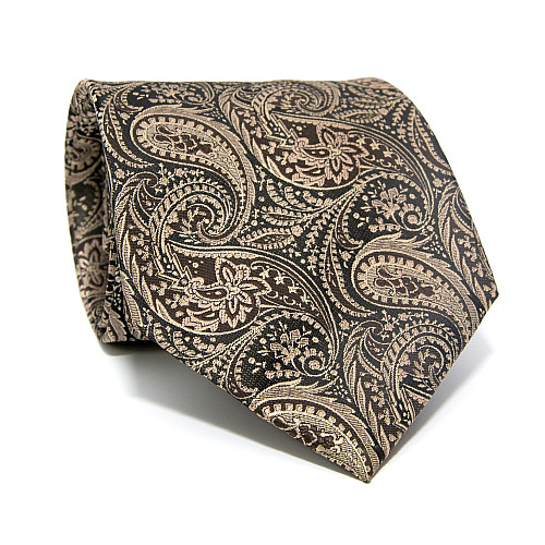 Галстук Milimetric коричнево-золотистый с узором пейсли. ML-20-17