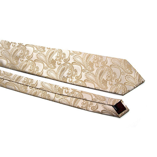 Галстук Milimetric бежевый с узором турецкий огурец-пейсли ML-20-28