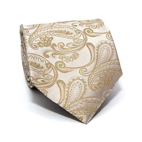 Галстук Milimetric бежевый с узором турецкий огурец-пейсли ML-20-28