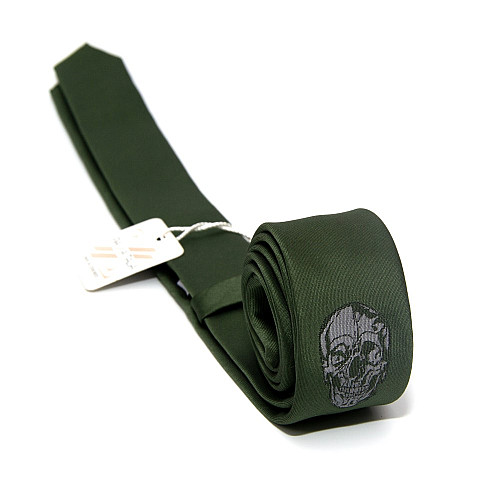 Галстук Piazza Italia узкий зеленый с череом PZ-126