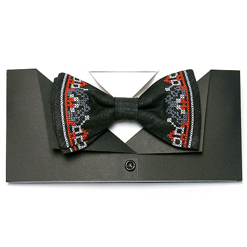 Чорний краватка-метелик з вишивкою №641 LM-3042