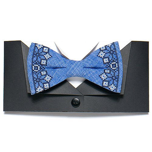 Блакитний вишитий метелик №744 LM-3061