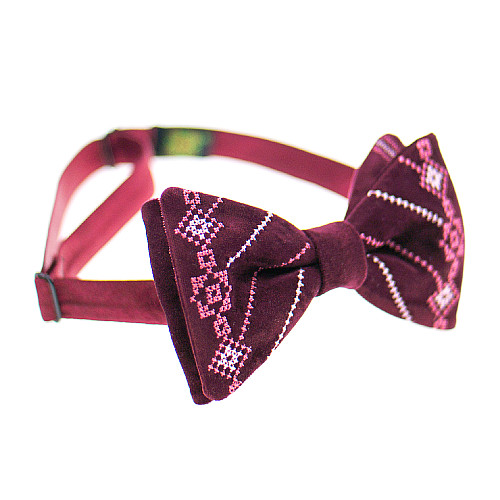 Замшевий вишитий метелик бордовий №808 LM-3076