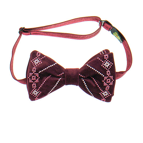 Замшевий вишитий метелик бордовий №808 LM-3076