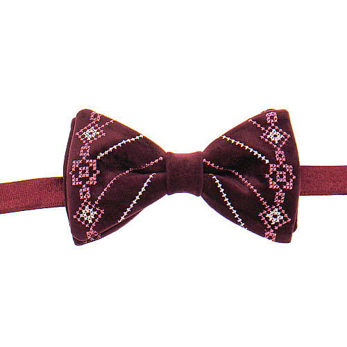 Замшевий вишитий метелик бордовий №808 LM-3076