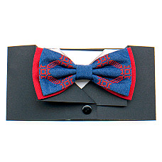 Вышитая синяя бабочка с красной подкладкой №823 LM-3077