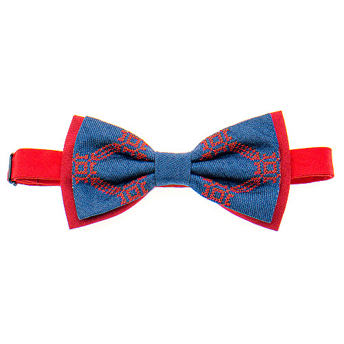 Вишитий синій метелик з червоною підкладкою №823 LM-3077