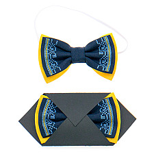 Детская желто-синяя вышитая бабочка №919-3078