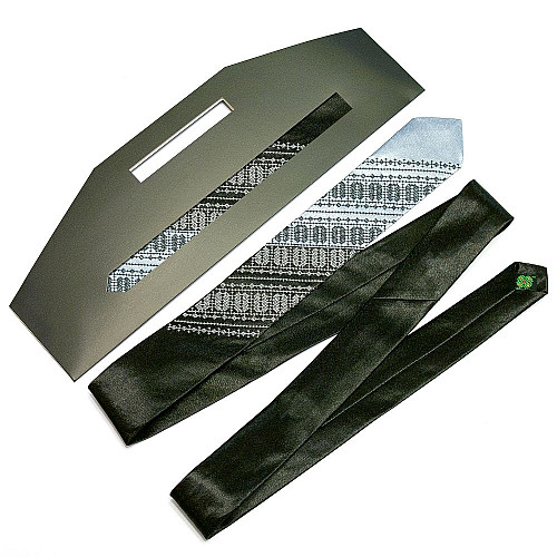 Галстук с вышивкой Черно-серый дуэт (узкий) LN-0078