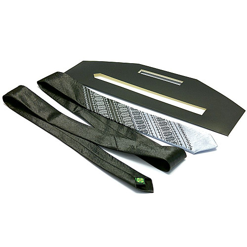 Галстук с вышивкой Черно-серый дуэт (узкий) LN-0078