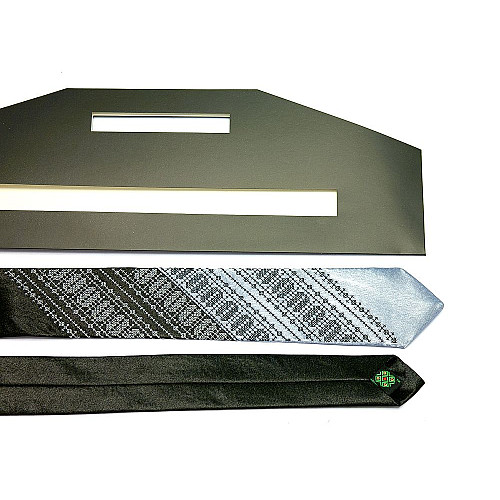 Галстук с вышивкой Черно-серый дуэт (узкий) LN-0078